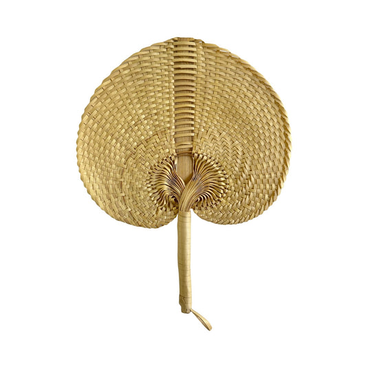 Handwoven Balinese palm fan with natural woven pattern