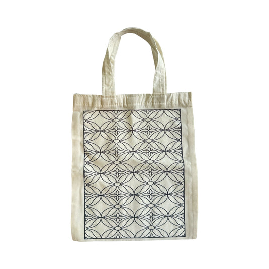 Parang Waves batik tote bag ready to paint with traditional Indonesian pattern outline