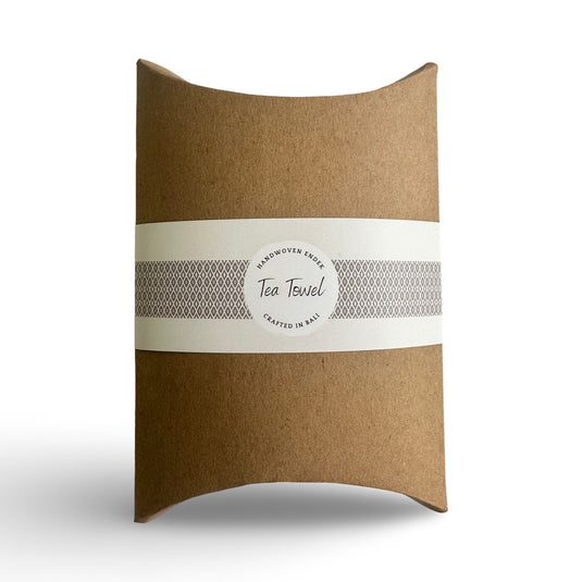 Handwoven endek tea towel in gift box with kraft packaging