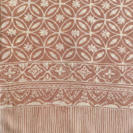 Close-up of the Soft Sand batik scarf pattern and decorative border