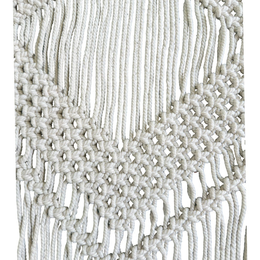 Handmade macramé wall hanging knotted pattern detail