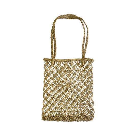 Hand-knotted natural rope market tote bag from Bali