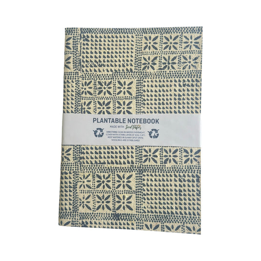 Plantable batik notebook with handmade patterned cover