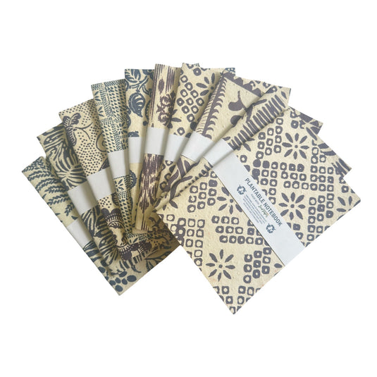 Plantable batik notebook with assorted handmade patterns